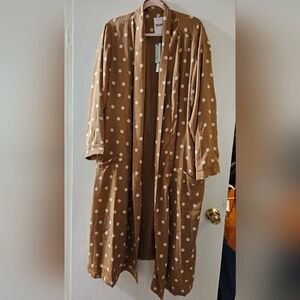 BB Dakota Tan Coat with White Polka Dots